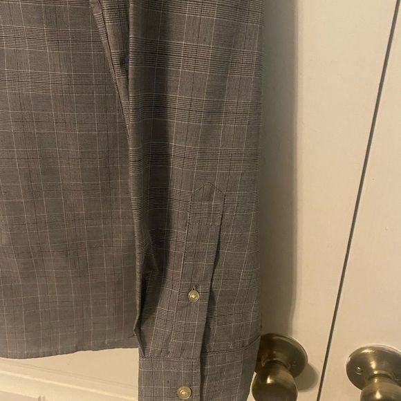 CHAPS Mens Mini Plaid Gray Black White Easy Care Button Down Long Slv Sz 2XL - Picture 11 of 16